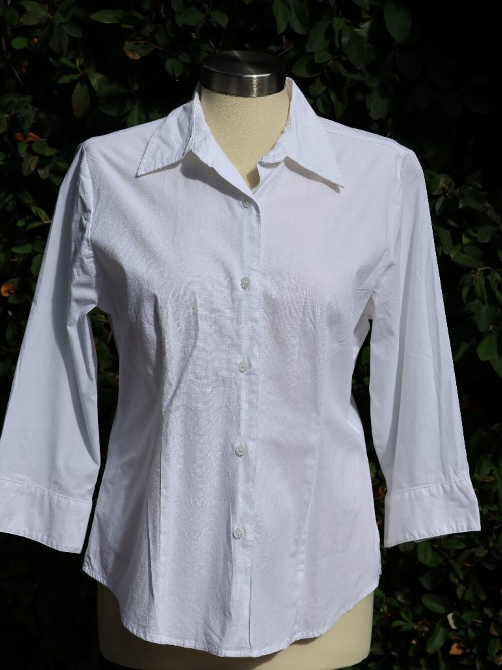 Chadwick's White Button-up 3/4 Sleeve Shirt